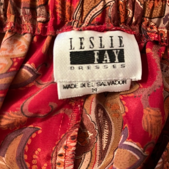 Vintage Leslie Fay Pleated Burgundy Floral Paisley Skirt Side Zip/Button Sz 14 - Picture 8 of 10